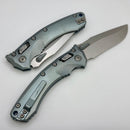 Microtech Marfione Select Amphibian RAM LOK Ice Blue Titanium Handles & Stonewash M390MK & Blue Accents 137RL-10MS6