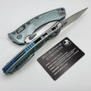 Microtech Marfione Select Amphibian RAM LOK Ice Blue Frag Titanium Handles & Stonewash M390MK & Blue Accents 137RL-10FRMS6