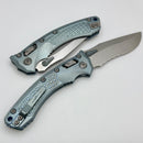 Microtech Marfione Select Amphibian RAM LOK Ice Blue Frag Titanium Handles & Serrated Stonewash M390MK & Blue Accents 137RL-11FRMS6