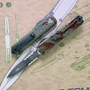 Microtech Ultratech ZBP Outbreak D/E Part Serrated Deep Engraved Signature Series 1122-2OBDS