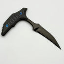 Microtech & Bastinelli Bee Marfione Select DLC Full Serrated w/ Carbon Fiber Handles & Blue Hardware 218-3DLCMS1
