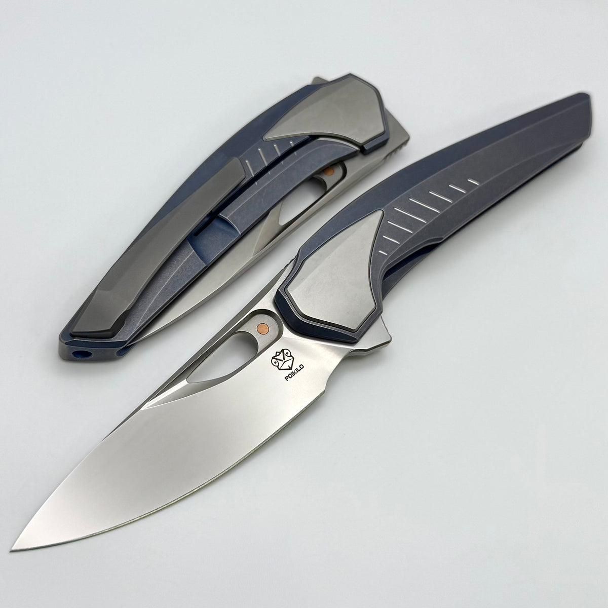Poikilo Blade VK-Zame Shark S2 Blue Stonewash Titanium Integral Handle