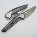 Poikilo Blade VK-Zame Shark S2 Blue Stonewash Titanium Integral Handle w/ Crystal Ti Inlays & Pearlescent M398