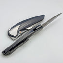 Poikilo Blade VK-Zame Shark S2 Blue Stonewash Titanium Integral Handle w/ Crystal Ti Inlays & Pearlescent M398