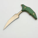 Pre-Owned Microtech & Bastinelli Bee Full Serrated Marfione Select Bronze Stonewash w/ Antigue Green Handles & Bronze Hardware 218-15MS1