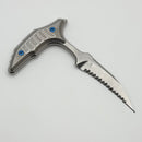 Pre-Owned Microtech & Bastinelli Bee Marfione Select Stonewash Full Serrated w/ Stonewash Handles & Blue Hardware 218-12MS3