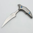 Pre-Owned Microtech & Bastinelli Bee Marfione Select Stonewash Full Serrated w/ Stonewash Handles & Blue Hardware 218-12MS3