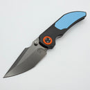 Pre-Owned Poikilo Blade Christensen Knifeworks Casque Titanium Handles w/ Teal Ti Inlays & Pearlescent Stonewash DLC M398