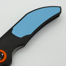 Pre-Owned Poikilo Blade Christensen Knifeworks Casque Titanium Handles w/ Teal Ti Inlays & Pearlescent Stonewash DLC M398
