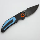 Pre-Owned Poikilo Blade Christensen Knifeworks Casque Titanium Handles w/ Teal Ti Inlays & Pearlescent Stonewash DLC M398