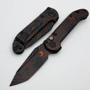 Microtech Knives LUDT Gen III Smooth Handle Black/Orange Camo Topographic Tanto 1136S-1TPBKORCS
