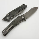 Hawk Designs Talon w/ TechnoCarbo Green Overlay w/ Tumbled Handles & Tumbled M390