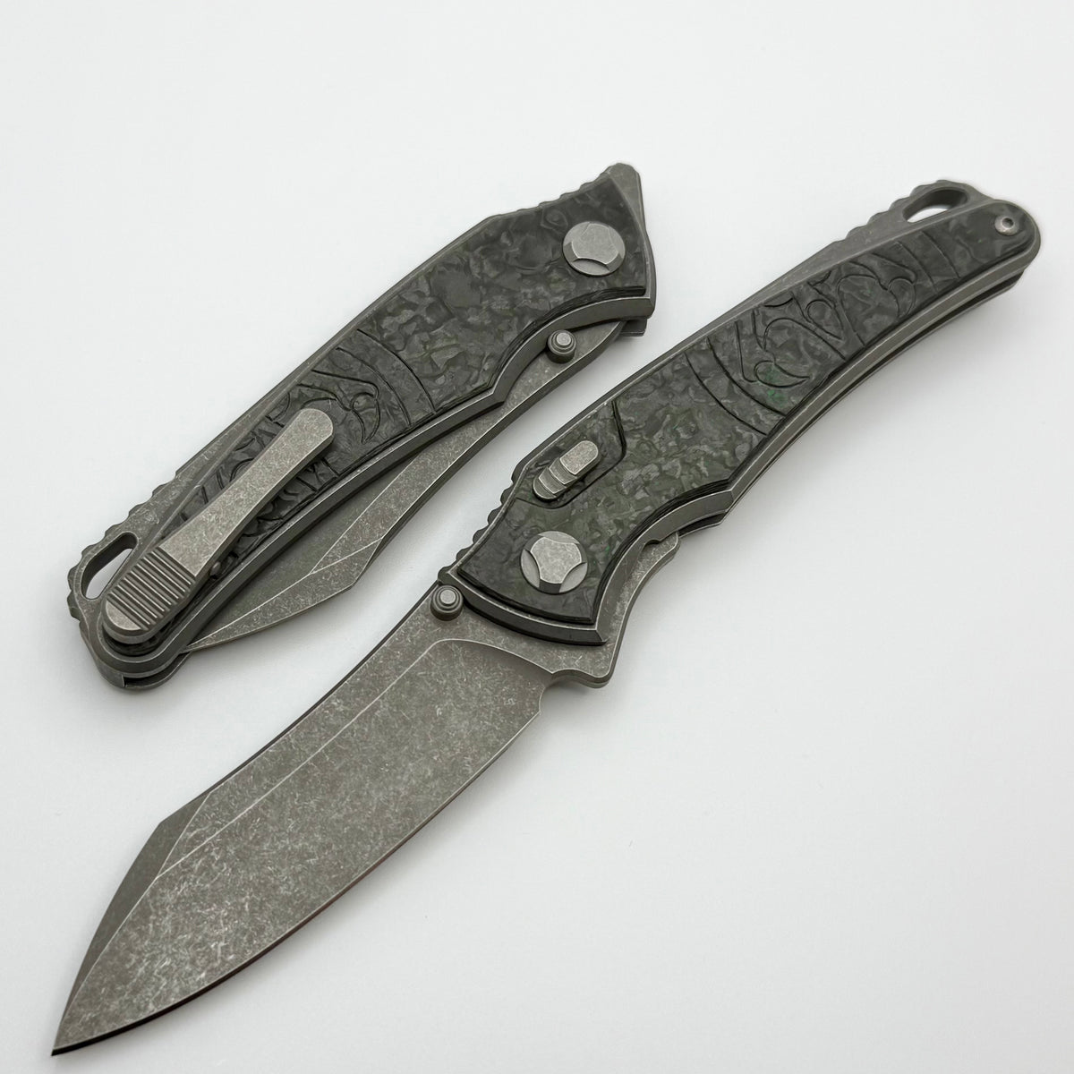 Hawk Designs Talon w/ TechnoCarbo Green Overlay w/ Tumbled Handles & T