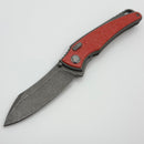 Hawk Designs Talon w/ Pulse Red Glass Overlay w/ Tumbled Handles & Tumbled M390