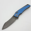 Hawk Designs Talon w/ Ocean Blue Glass Overlay w/ Tumbled Handles & Tumbled M390