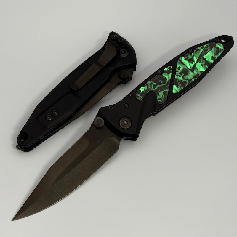 Microtech Socom Elite M/A DLC Spike Grind w/ Glow Fat Carbon Inlays Signature Series NCB Exclusive 160-1DLCTCFGLISS