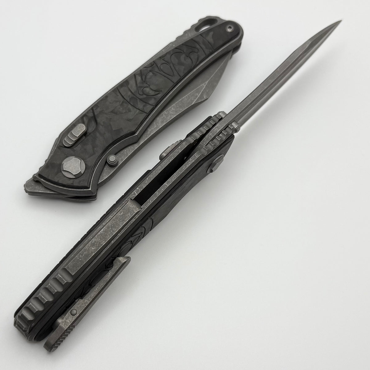 Hawk Designs Talon w/ Black Ops Marble Carbon Overlay w/ Tumbled Handl