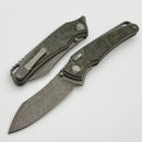 Hawk Designs Talon w/ Toxic Green Carbon Overlay w/ Tumbled Handles & Tumbled M390