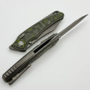 Hawk Designs Talon w/ Toxic Green Carbon Overlay w/ Tumbled Handles & Tumbled M390