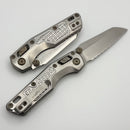 Microtech Marfione Select MSI RAM LOK Mini Frag Titanium Handles w/ Double Vapor Accents & Flamed Accents & Stonewash Full Serrated M390MK 210M-12FRMS5