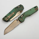 Microtech Marfione Select MSI RAM LOK Mini Fluted Antique Green w/ Bronze Accent & Partial Serrated Bronze M390MK 210M-14FLMS2