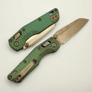 Microtech Marfione Select MSI RAM LOK Mini Fluted Antique Green w/ Bronze Accent & Partial Serrated Bronze M390MK 210M-14FLMS2