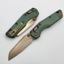 Microtech Marfione Select MSI RAM LOK Mini Slab Side Antique Green w/ Bronze Accent & Partial Serrated Bronze M390MK 210M-14MS2