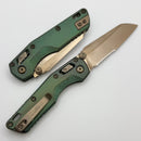 Microtech Marfione Select MSI RAM LOK Mini Slab Side Antique Green w/ Bronze Accent & Partial Serrated Bronze M390MK 210M-14MS2