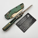 Microtech Marfione Select MSI RAM LOK Mini Slab Side Antique Green w/ Bronze Accent & Partial Serrated Bronze M390MK 210M-14MS2