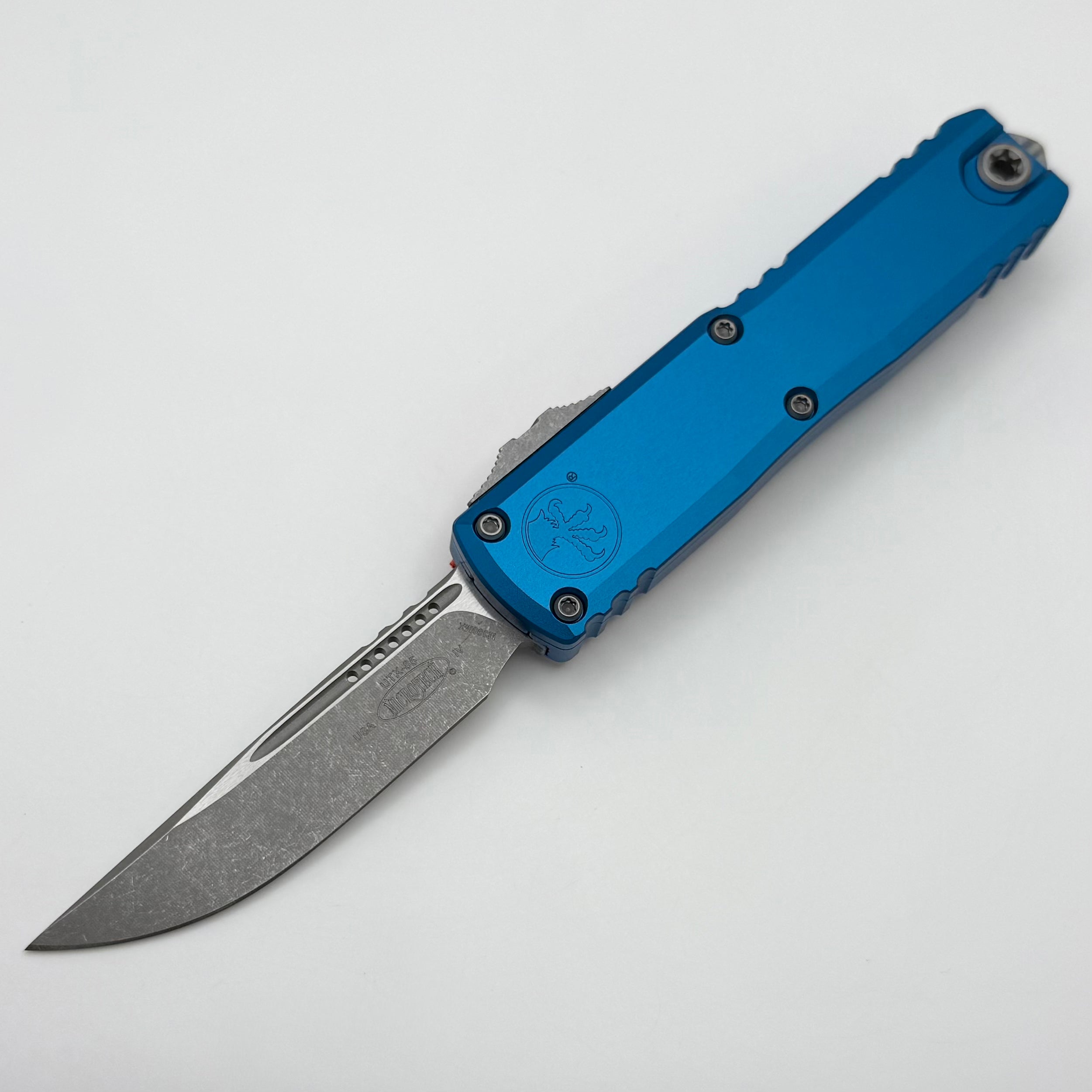 Microtech UTX-85 Gen IV w/ Blue Handle & Apocalyptic S/E M390MK 12314-