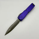 Grenade Blem Microtech Ultratech Gen IV D/E Stonewash Partial Serrated w/ Purple Handle Apocalyptic Finish 11224-11APPU