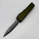 Grenade Blem Microtech UTX-85 Gen IV w/ OD Green Handle & Full Serrated Apocalyptic D/E M390MK 12324-12APOD