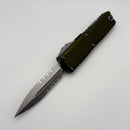 Grenade Blem Microtech UTX-85 Gen IV w/ OD Green Handle & Part Serrated Stonewash D/E M390MK 12324-11OD
