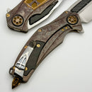 Marfione Custom Matrix R "The Last Crusade" Blood Wash Crusader Cross Ti Handles w/ Mirror Carbon Fiber Inlaid M390