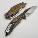 Marfione Custom Matrix R "The Last Crusade" Blood Wash Crusader Cross Ti Handles w/ Mirror Carbon Fiber Inlaid M390
