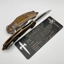 Marfione Custom Matrix R "The Last Crusade" Blood Wash Crusader Cross Ti Handles w/ Mirror Carbon Fiber Inlaid M390