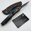 Microtech Marfione Select Amphibian RAM-LOK Blued Baker Forge Coppermai & Protech Composites Live Wire Carbon Fiber Handles w/ Bronzed Two Tone Hardware & Blue Ti Backspacer 137RL-16MS9