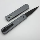 Pro-Tech Godfather Battleworn Gray Handle w/ Black Lip Pearl Button & DLC 154-CM Blade