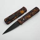 Pro-Tech Godson Del Fuego Custom Anodized Handle w/ Black Lip Pearl Button & DLC 154-CM Blade 721 DF2