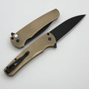 Pro-Tech Malibu AlBronze Textured Handle w/ Black Lip Pearl Button & DLC MagnaCut Wharncliffe Blade 5316