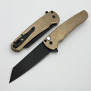 Pro-Tech Malibu AlBronze Handle w/ Black Lip Pearl Button & DLC MagnaCut Reverse Tanto Blade 5413