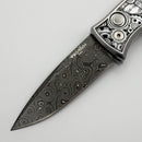 Pro-Tech Duke Ultimate Custom 17-4 Steel Hand Engraved Steampunk Handle & Stainless Damascus Blade