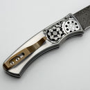 Pro-Tech Duke Ultimate Custom 17-4 Steel Hand Engraved Steampunk Handle & Stainless Damascus Blade
