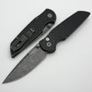 Pro-Tech TR-3 Integrity Manual Battleworn Black Reptile Aluminum Handle w/ Mosaic Pin Button & Acid Wash MagnaCut