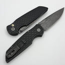 Pro-Tech TR-3 Integrity Manual Battleworn Black Reptile Aluminum Handle w/ Mosaic Pin Button & Acid Wash MagnaCut
