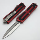 Microtech Scarab 2 Gen 3 D/E Stonewash Full Serrated w/ Red Handle 1280-12RD