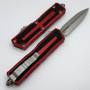 Microtech Scarab 2 Gen 3 D/E Stonewash Full Serrated w/ Red Handle 1280-12RD