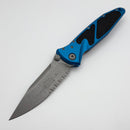Microtech Socom Elite Manual S/E Partial Serrated Apocalyptic w/ Blue Handle 160-11APBL