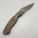 Pre-Owned Spyderco Knives Military 2 Brown Canvas Micarta & Cruwear C36MPCW2