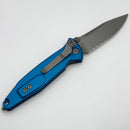 Microtech Socom Elite Manual S/E Partial Serrated Apocalyptic w/ Blue Handle 160-11APBL